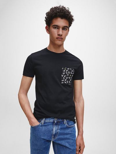 Calvin Klein Ruhák HU607759 | Calvin Klein Slim Organic Cotton Pocket Férfi Póló Fekete